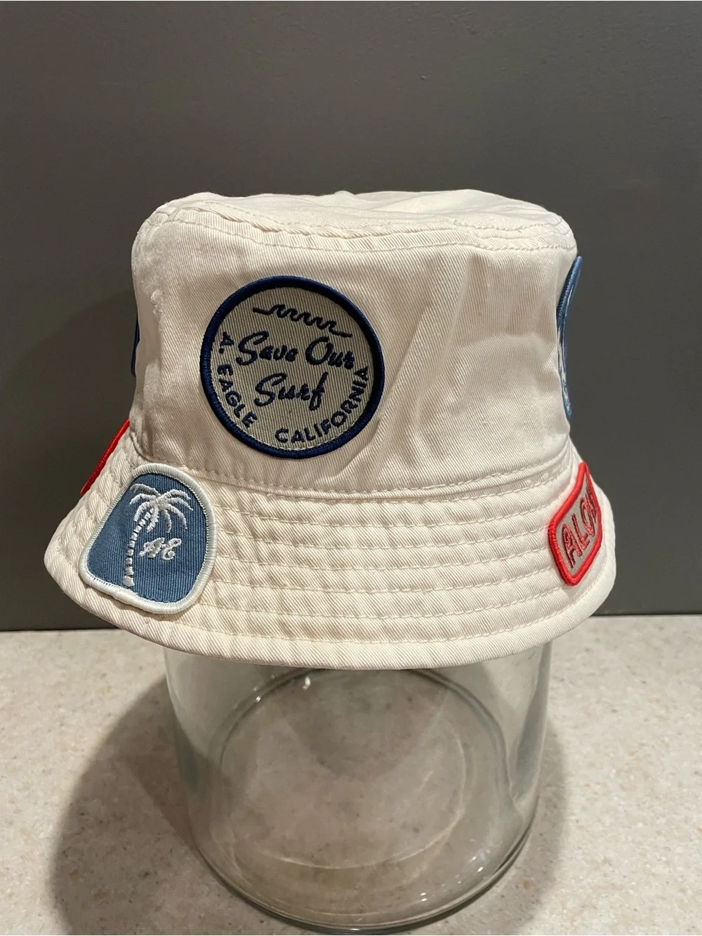 AMERICAN EAGLE Patched Bucket Hat Beach Resort Vacation Coastal Unisex S/M